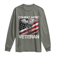 Combat Medic Veteran Long Sleeve Shirt Medical Military Soldier Vintage American Flag - Wonder Print Shop