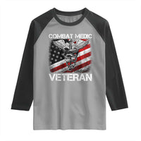 Combat Medic Veteran Raglan Shirt Medical Military Soldier Vintage American Flag - Wonder Print Shop