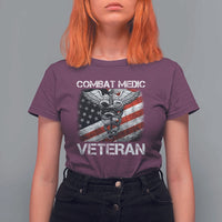 Combat Medic Veteran T Shirt For Women Medical Military Soldier Vintage American Flag - Wonder Print Shop