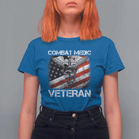 Combat Medic Veteran T Shirt For Women Medical Military Soldier Vintage American Flag - Wonder Print Shop