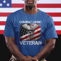 Combat Medic Veteran T Shirt Medical Military Soldier Vintage American Flag - Wonder Print Shop