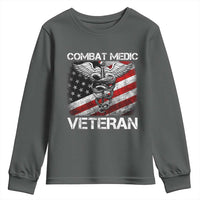 Combat Medic Veteran Youth Sweatshirt Medical Military Soldier Vintage American Flag - Wonder Print Shop