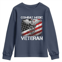 Combat Medic Veteran Youth Sweatshirt Medical Military Soldier Vintage American Flag - Wonder Print Shop