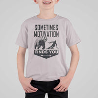 Funny Skiing T Shirt For Kid Sometimes Motivation Finds You Ski Mountain Bear - Wonder Print Shop