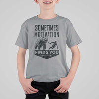 Funny Skiing T Shirt For Kid Sometimes Motivation Finds You Ski Mountain Bear - Wonder Print Shop