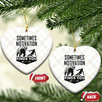 Funny Skiing Ceramic Ornament Sometimes Motivation Finds You Ski Mountain Bear - Wonder Print Shop