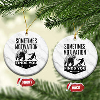 Funny Skiing Ceramic Ornament Sometimes Motivation Finds You Ski Mountain Bear - Wonder Print Shop