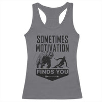 Funny Skiing Racerback Tank Top Sometimes Motivation Finds You Ski Mountain Bear - Wonder Print Shop