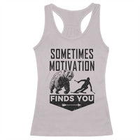 Funny Skiing Racerback Tank Top Sometimes Motivation Finds You Ski Mountain Bear - Wonder Print Shop