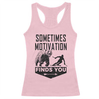 Funny Skiing Racerback Tank Top Sometimes Motivation Finds You Ski Mountain Bear - Wonder Print Shop