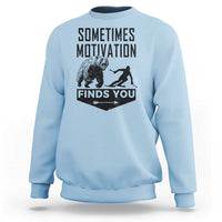 Funny Skiing Sweatshirt Sometimes Motivation Finds You Ski Mountain Bear - Wonder Print Shop
