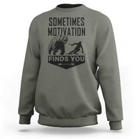 Funny Skiing Sweatshirt Sometimes Motivation Finds You Ski Mountain Bear - Wonder Print Shop