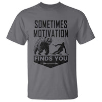 Funny Skiing T Shirt Sometimes Motivation Finds You Ski Mountain Bear - Wonder Print Shop