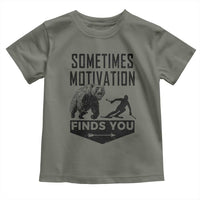 Funny Skiing Toddler T Shirt Sometimes Motivation Finds You Ski Mountain Bear - Wonder Print Shop