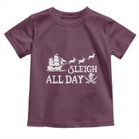 Funny Christmas Pirate Toddler T Shirt Sleigh All Day Pirate Skull Ship