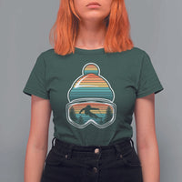 Skiing Mountain Retro Ski Goggles Winter Sport T Shirt For Women - Wonder Print Shop