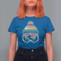 Skiing Mountain Retro Ski Goggles Winter Sport T Shirt For Women - Wonder Print Shop