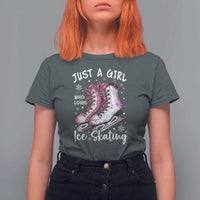 Figure Ice Skater T Shirt For Women Just A Girl Who Loves Ice Skating - Wonder Print Shop