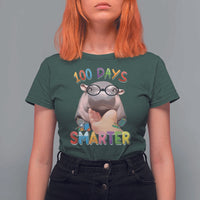 Funny Moo Deng 100 Days Smarter T Shirt For Women Teachers Students 100th Day Of School