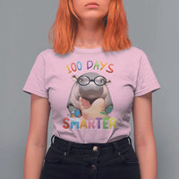 Funny Moo Deng 100 Days Smarter T Shirt For Women Teachers Students 100th Day Of School