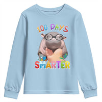 Funny Moo Deng 100 Days Smarter Youth Sweatshirt Teachers Students 100th Day Of School