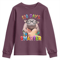 Funny Moo Deng 100 Days Smarter Youth Sweatshirt Teachers Students 100th Day Of School