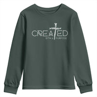 Created With A Purpose Youth Sweatshirt Christian Faith Cross