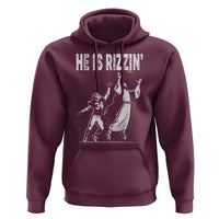Funny Jesus American Football He Is Rizzin' Hoodie