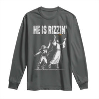 Funny Jesus American Football He Is Rizzin' Long Sleeve Shirt