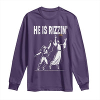 Funny Jesus American Football He Is Rizzin' Long Sleeve Shirt