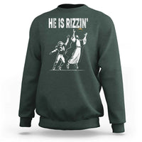 Funny Jesus American Football He Is Rizzin' Sweatshirt - Wonder Print Shop