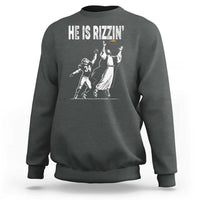 Funny Jesus American Football He Is Rizzin' Sweatshirt - Wonder Print Shop