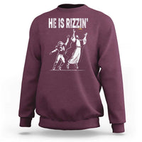 Funny Jesus American Football He Is Rizzin' Sweatshirt - Wonder Print Shop