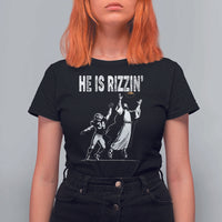 Funny Jesus American Football He Is Rizzin' T Shirt For Women - Wonder Print Shop