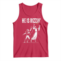 Funny Jesus American Football He Is Rizzin' Tank Top