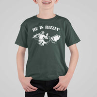 Funny Jesus American Football He Is Rizzin' Meme T Shirt For Kid