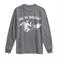 Funny Jesus American Football He Is Rizzin' Meme Long Sleeve Shirt