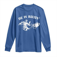 Funny Jesus American Football He Is Rizzin' Meme Long Sleeve Shirt