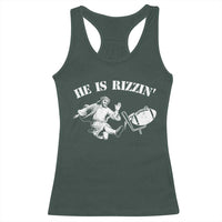 Funny Jesus American Football He Is Rizzin' Meme Racerback Tank Top