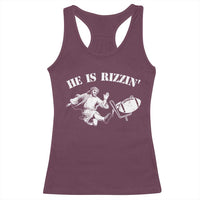 Funny Jesus American Football He Is Rizzin' Meme Racerback Tank Top