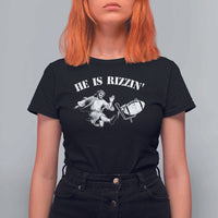Funny Jesus American Football He Is Rizzin' Meme T Shirt For Women