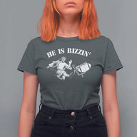 Funny Jesus American Football He Is Rizzin' Meme T Shirt For Women