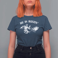 Funny Jesus American Football He Is Rizzin' Meme T Shirt For Women