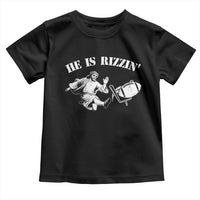 Funny Jesus American Football He Is Rizzin' Meme Toddler T Shirt