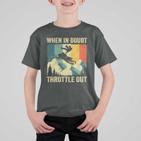 Funny Snowmobile Sled When In Doubt Throttle Out T Shirt For Kid Winter Sports - Wonder Print Shop