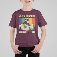 Funny Snowmobile Sled When In Doubt Throttle Out T Shirt For Kid Winter Sports - Wonder Print Shop