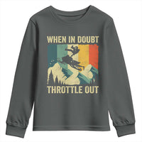 Funny Snowmobile Sled When In Doubt Throttle Out Youth Sweatshirt Winter Sports - Wonder Print Shop