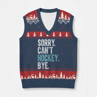 Funny Sorry Cant Hockey Bye V-Neck Knit Sweater Vest Ice Hockey Player - Wonder Print Shop