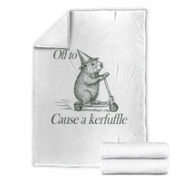 Off To Cause A Kerfuffle Throw Blanket Funny Groundhog Scooter Chaos - Wonder Print Shop