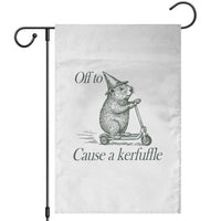 Off To Cause A Kerfuffle Garden Flag Funny Groundhog Scooter Chaos - Wonder Print Shop
